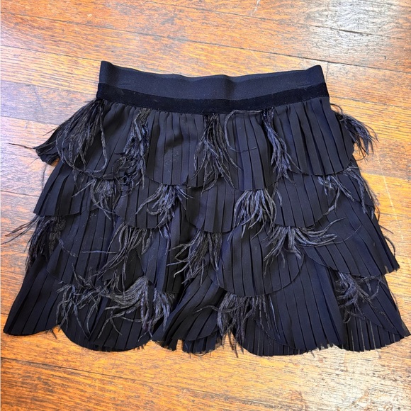 Arden B Black Fringe Pleated Mini Skirt Size M - Picture 2 of 6
